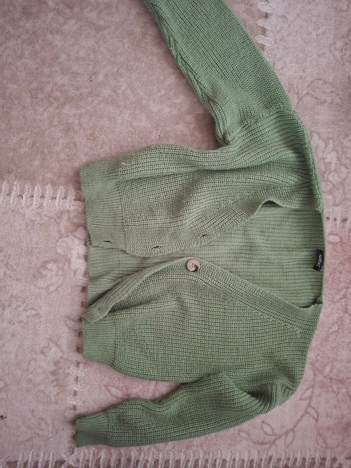 Trendy Yeşil Örme Kadın Hırka - Görsel 2