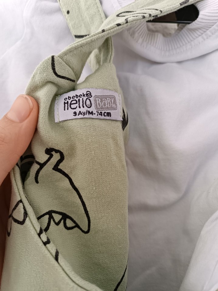 Erkek Bebek Yeşil Desenli Salopet - Görsel 2