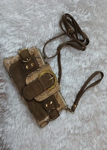 Kahverengi Yılan Derisi Desenli Bershka Çanta - Görsel 3