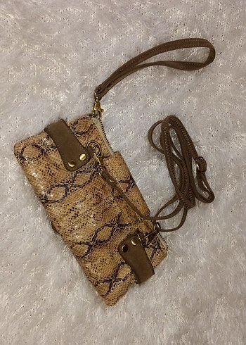Kahverengi Yılan Derisi Desenli Bershka Çanta - Görsel 2