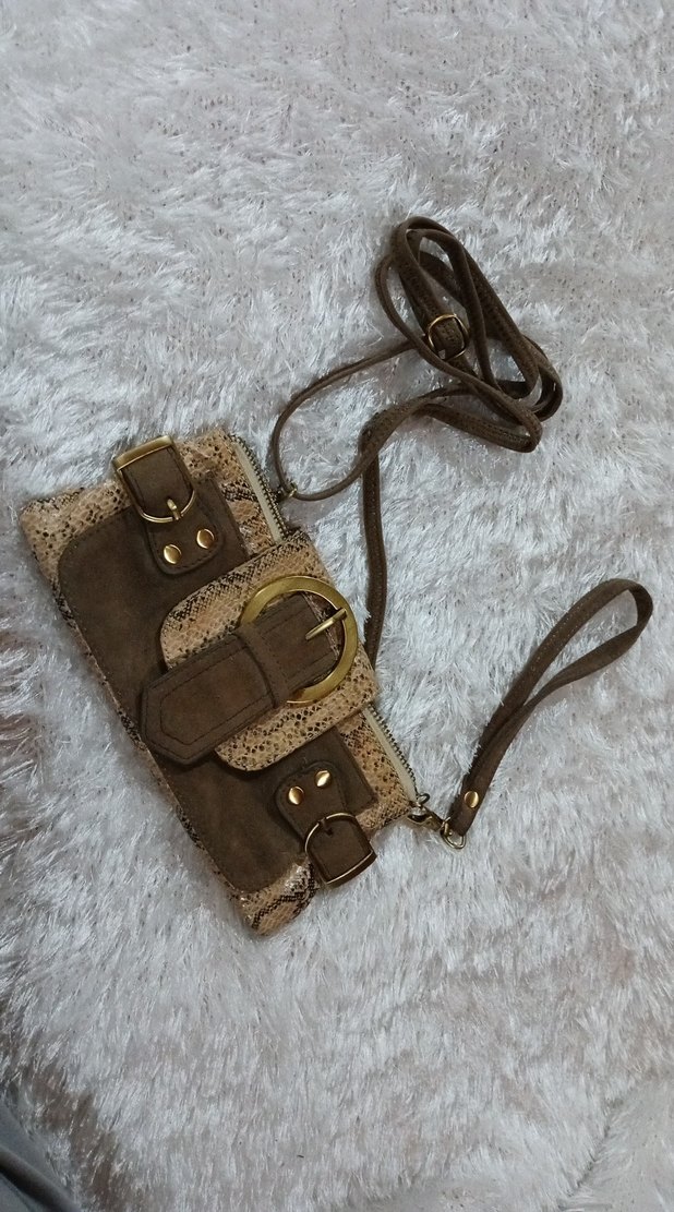 Kahverengi Yılan Derisi Desenli Bershka Çanta - Görsel 3