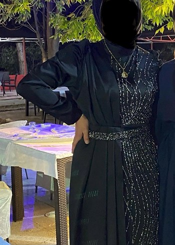 l Beden Giz Astore Yonca Pelerin Siyah Uzun Abiye