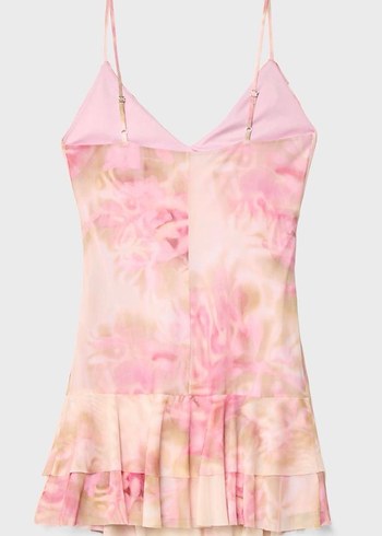 Pembe Fırfırlı Mini  Elbise - Görsel 5