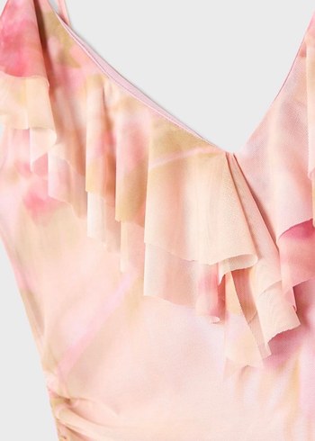 Pembe Fırfırlı Mini  Elbise - Görsel 6