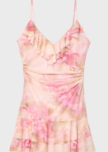 Pembe Fırfırlı Mini  Elbise - Görsel 4