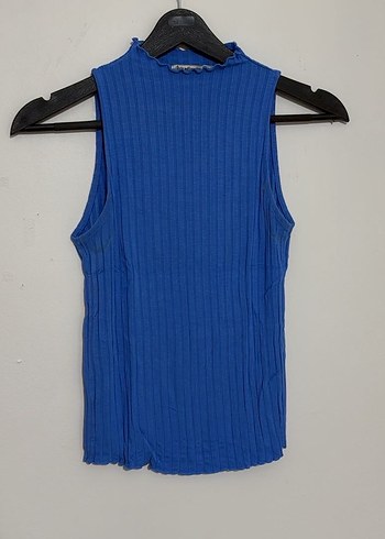 Kadın Mavi Yüksek Yakalı Örme bluz - Görsel 6