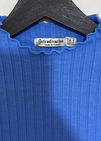 Kadın Mavi Yüksek Yakalı Örme bluz - Görsel 2