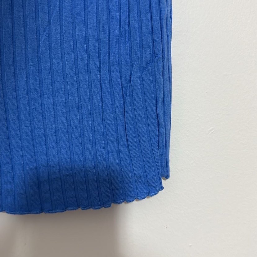 Kadın Mavi Yüksek Yakalı Örme bluz - Görsel 3