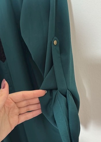 Düğmeli V Yaka Uzun Kollu Bluz - Görsel 8