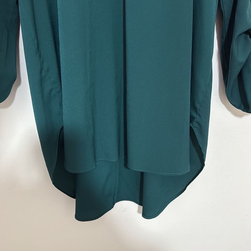 Düğmeli V Yaka Uzun Kollu Bluz - Görsel 5