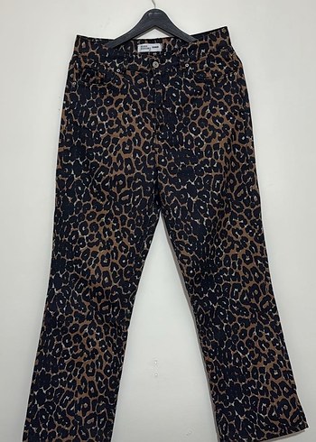 Leopar Desenli Rahat Kesim Kadın Kot Pantolon - Görsel 6