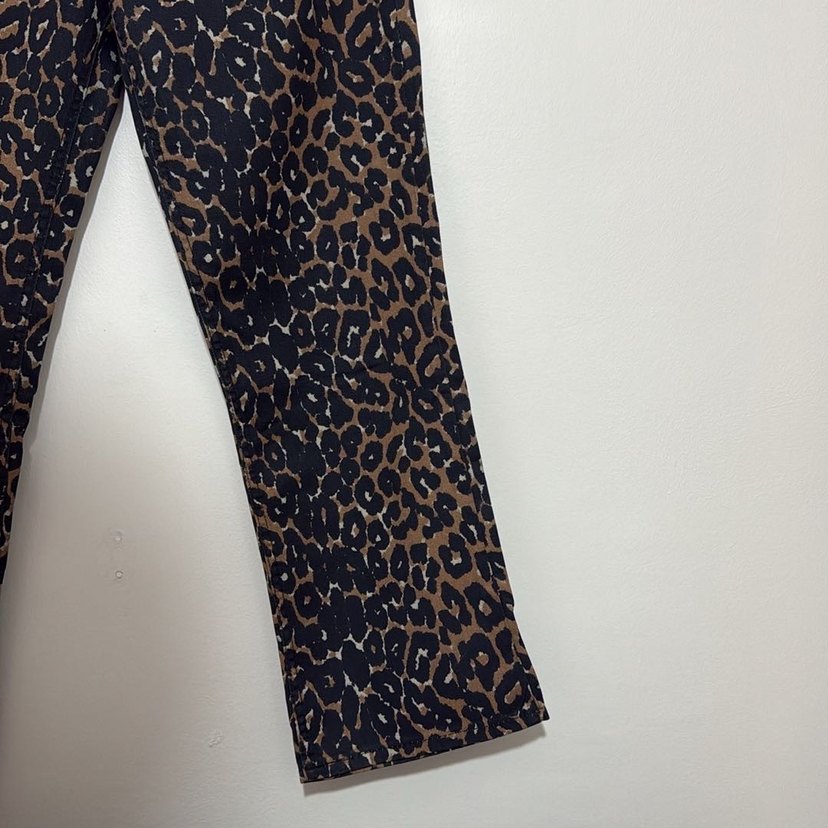 Leopar Desenli Rahat Kesim Kadın Kot Pantolon - Görsel 5