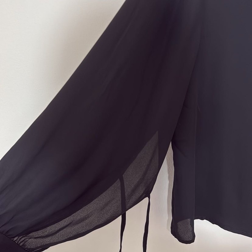 Siyah Uzun Kollu Tül Transparan Kadın Bluz - Görsel 4