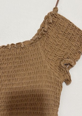 Kahverengi Örme Mini Bluz - Görsel 2