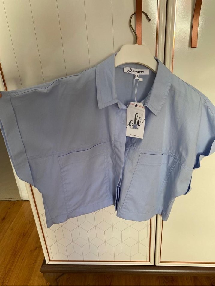 Kısa Kollu Crop Gömlek - Görsel 2