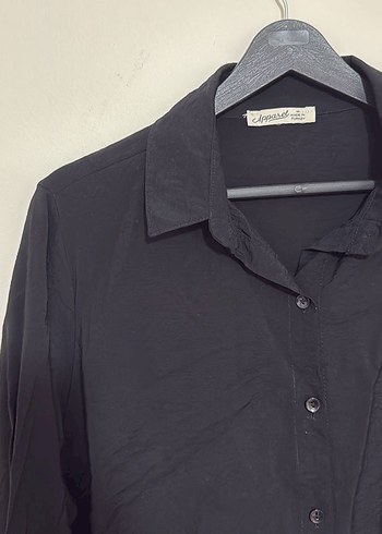 Düğmeli Siyah Kadın Gömlek - Görsel 2