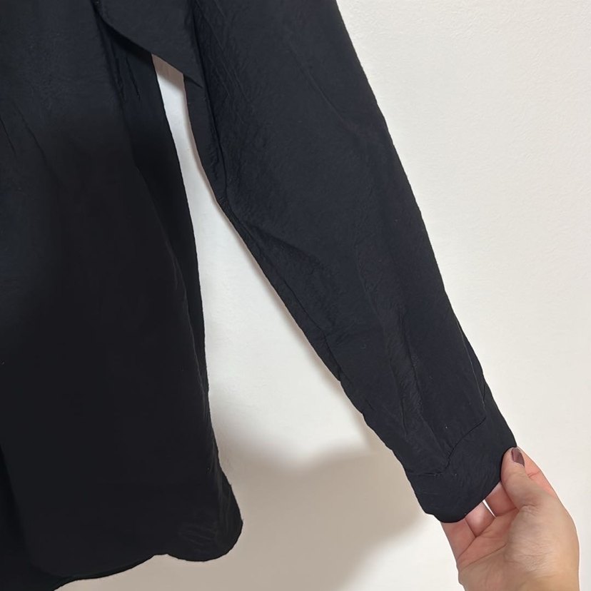 Düğmeli Siyah Kadın Gömlek - Görsel 4