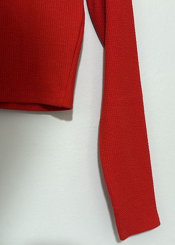 Uzun Kollu Kırmızı Crop Top - Görsel 4