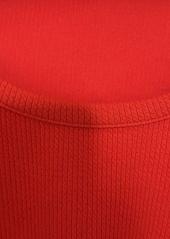 Uzun Kollu Kırmızı Crop Top - Görsel 5