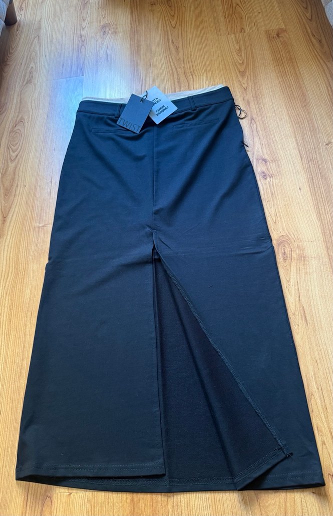 TWİST önden yırtmaçlı bel detaylı midi etek - Görsel 3