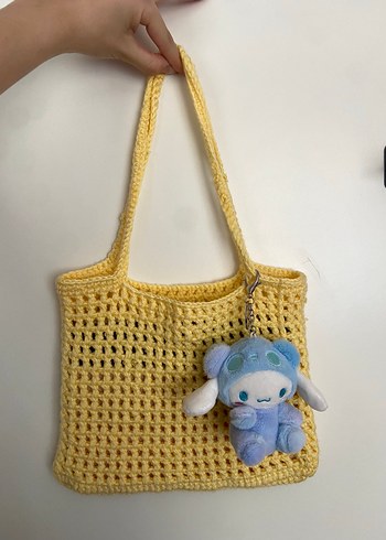 Limon Sarısı Örme Çanta - Görsel 4