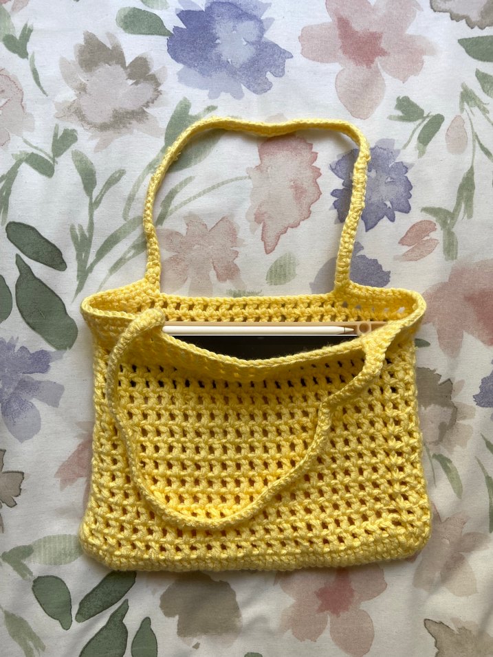 Limon Sarısı Örme Çanta - Görsel 2