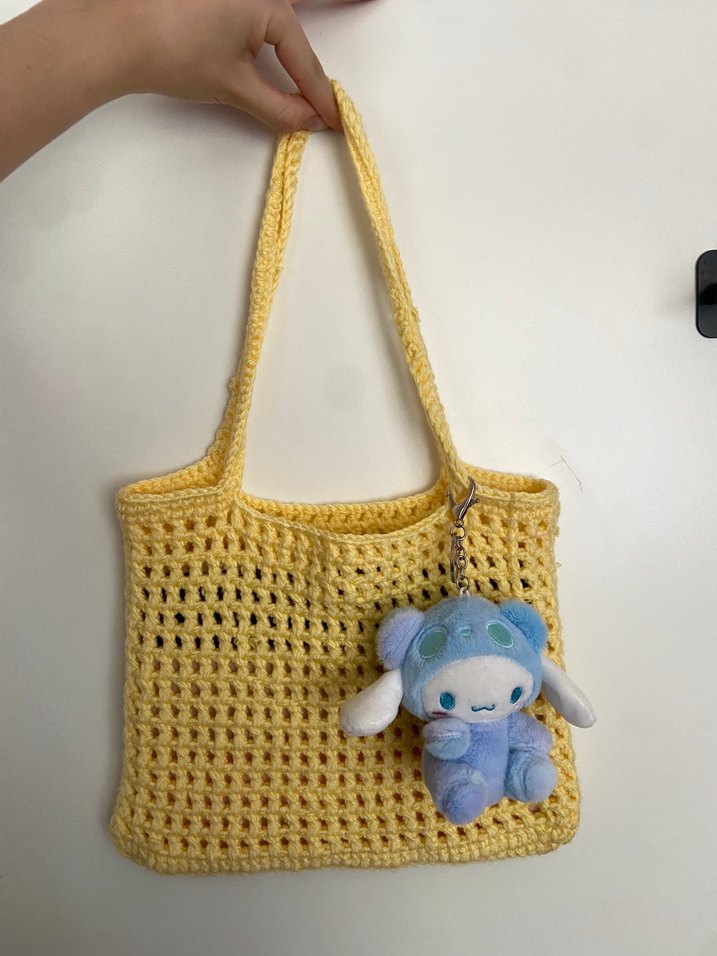 Limon Sarısı Örme Çanta - Görsel 4