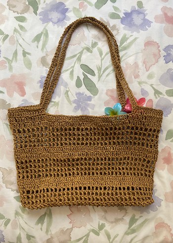 Hasır Örgü El Emeği Çanta - Görsel 5