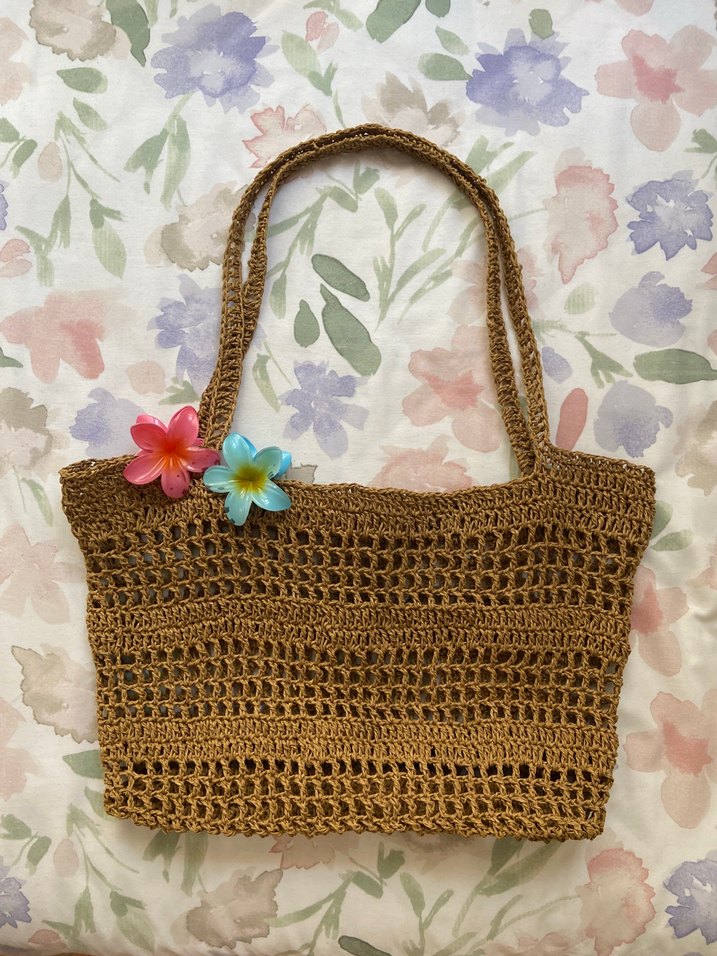 Hasır Örgü El Emeği Çanta - Görsel 4