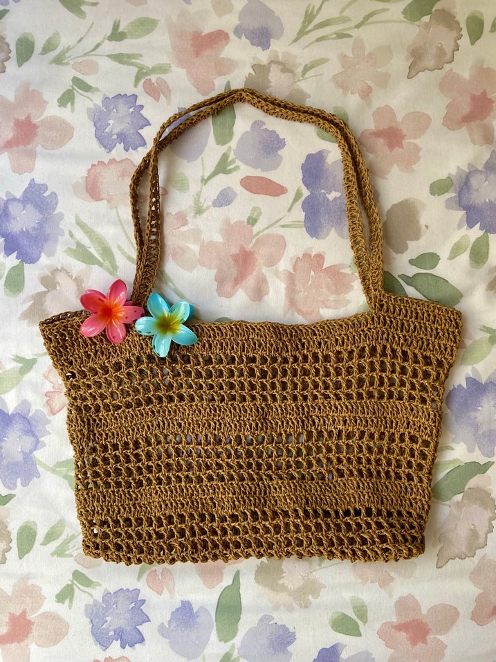 Hasır Örgü El Emeği Çanta - Görsel 2