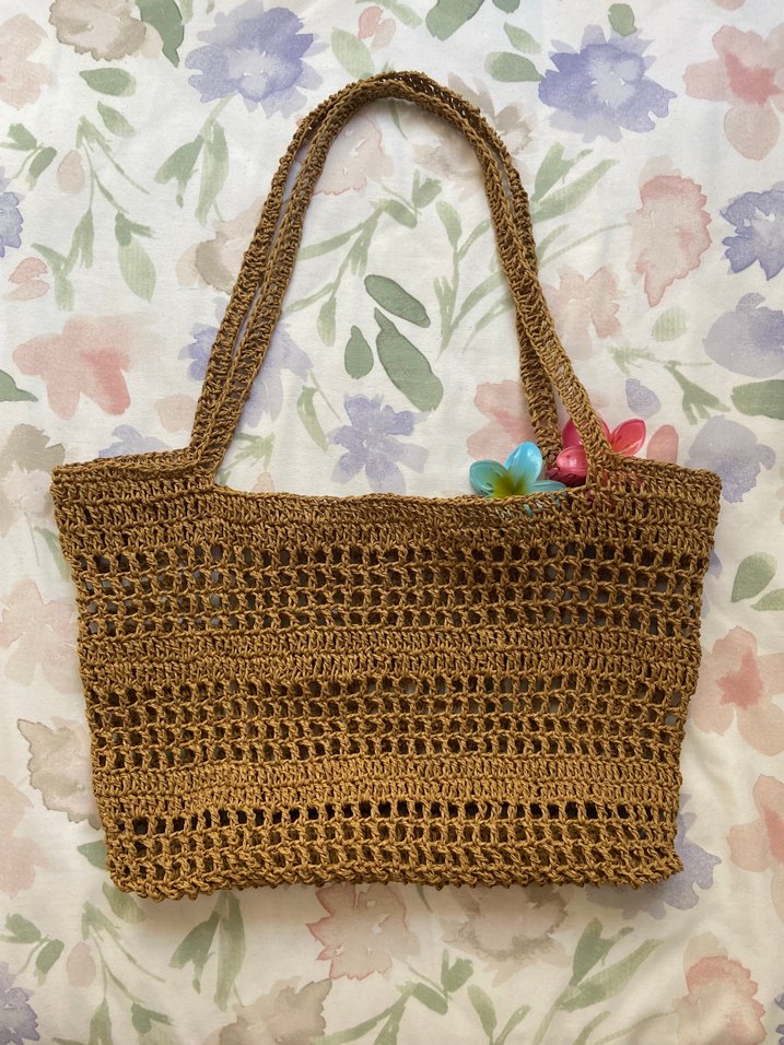 Hasır Örgü El Emeği Çanta - Görsel 5