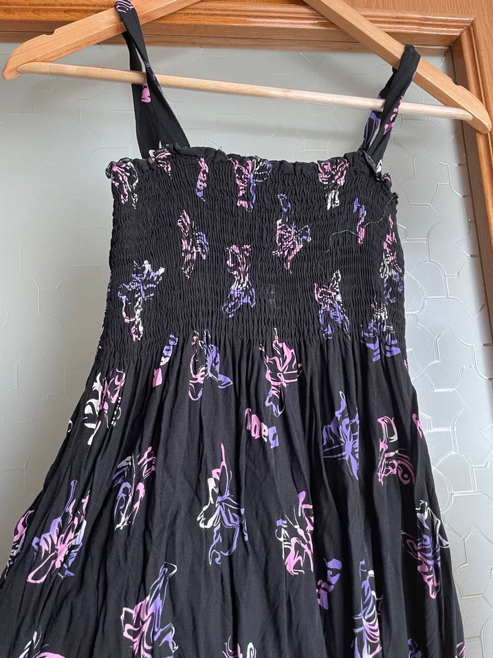 Mor Desenli Uzun Bohem Elbise - Görsel 2