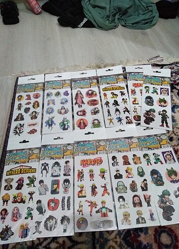 Anime manga sticker çıkartma seti demon slayer naruto my hero ac