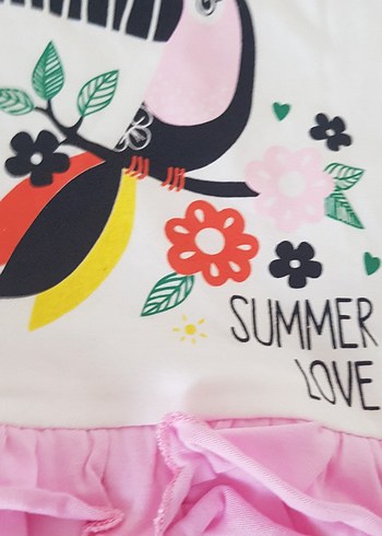 3 Ay Beden Renkli Baskılı Kısa Kollu Bebek Kız Tulum