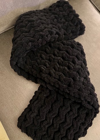 Uzun Siyah Erkek Atkı - Görsel 2