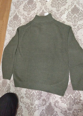 füme Yarım Fermuarlı Yünlü Erkek Triko - Görsel 4