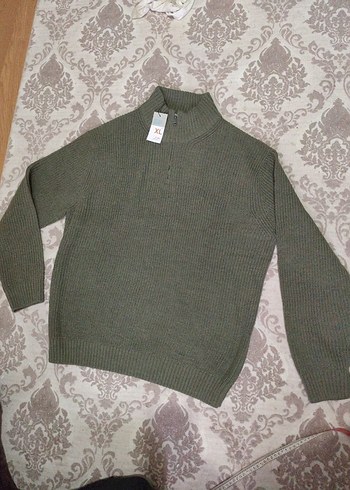 füme Yarım Fermuarlı Yünlü Erkek Triko - Görsel 3