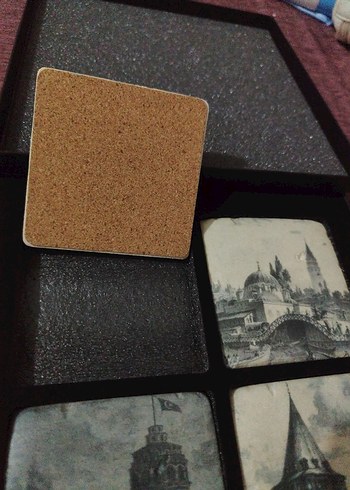 İstanbul Galata Kulesi Temalı Taş Bardak Altlıkları - Görsel 2