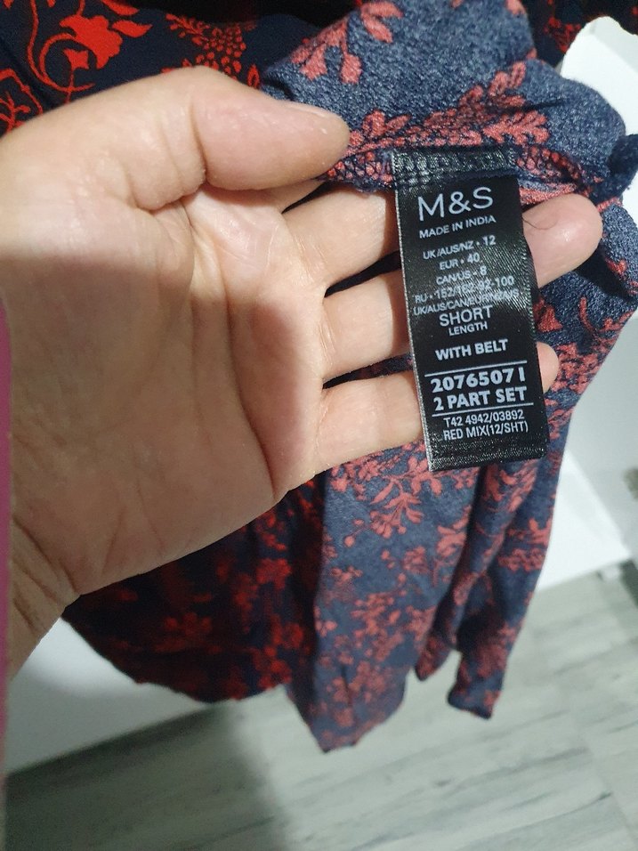 Uzun Kırmızı Desenli Hamile Elbisesi - Görsel 5