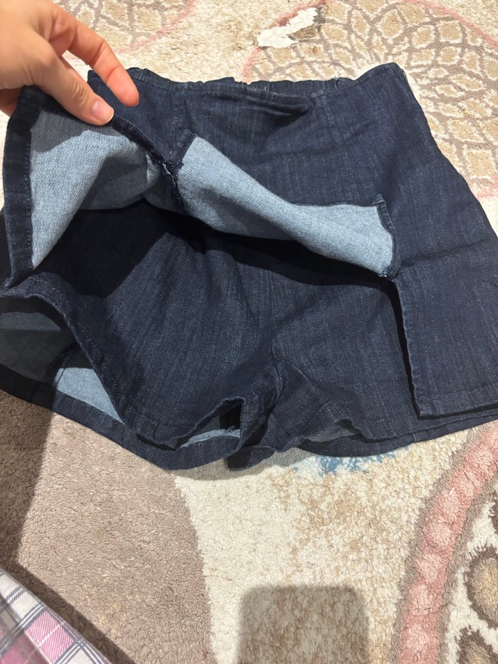 Kadın Lacivert Mini Kot Şort Etek - Görsel 2