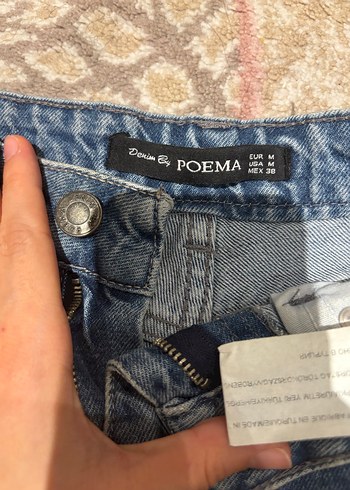 Kadın Lacivert Bağlama Desenli Kısa Denim Şort - Görsel 2