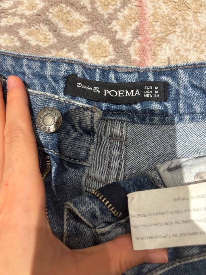 Kadın Lacivert Bağlama Desenli Kısa Denim Şort - Görsel 2