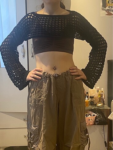 Siyah örgü bolero