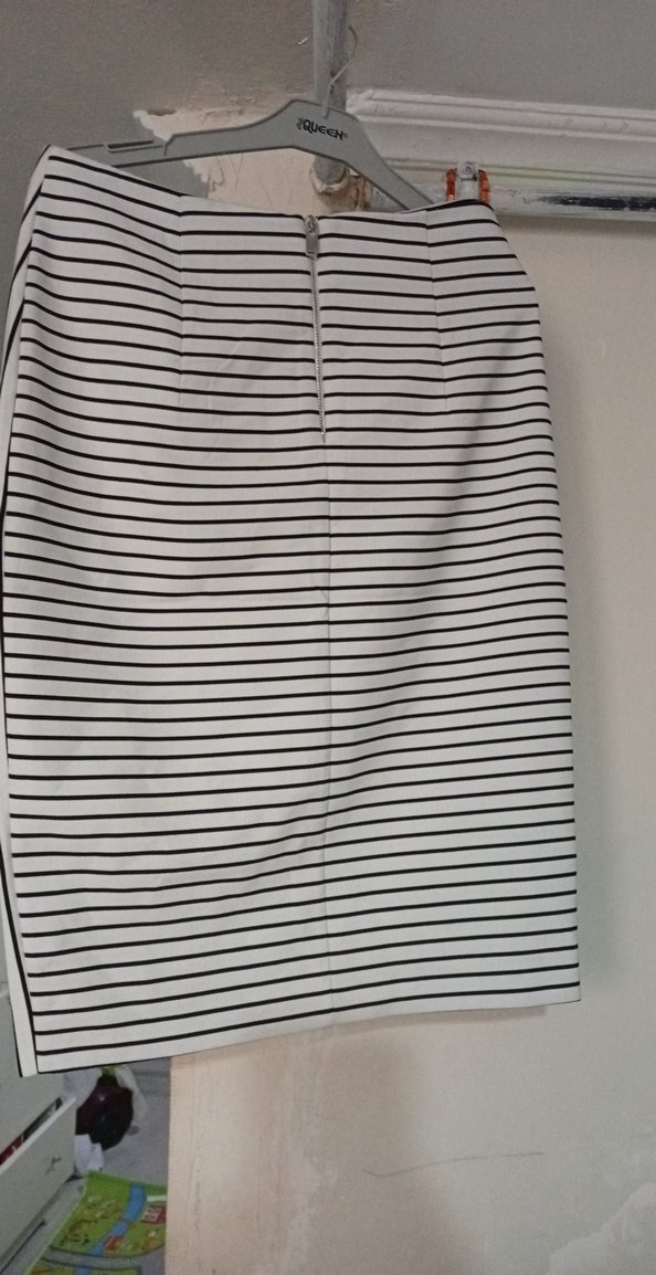 Çizgili, Pileli Midi Hamile Eteği - Görsel 3