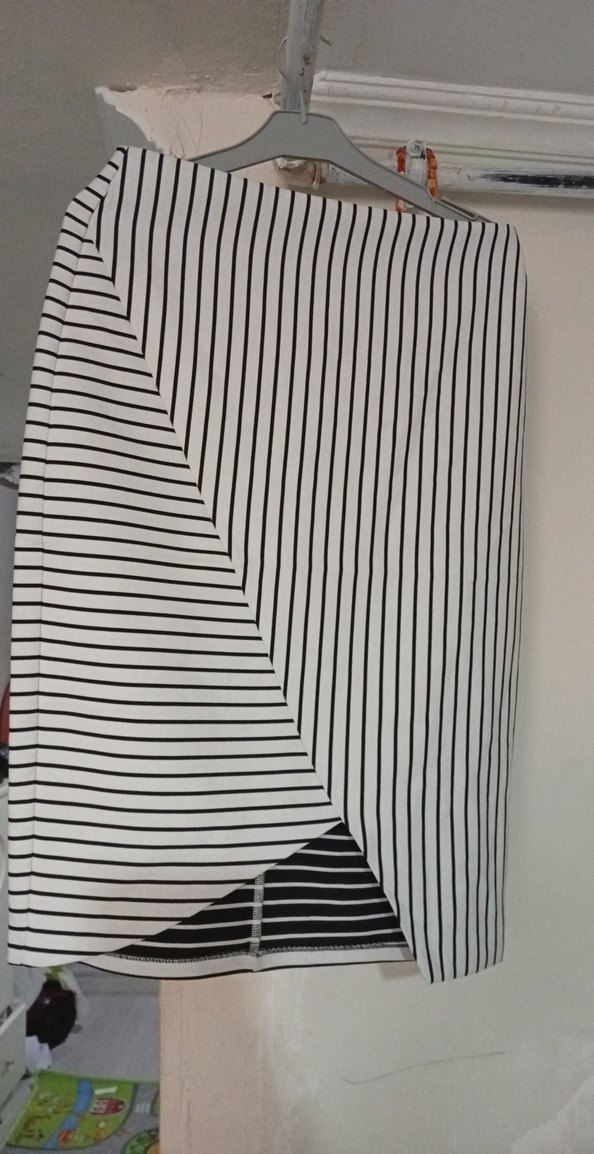 Çizgili, Pileli Midi Hamile Eteği - Görsel 2