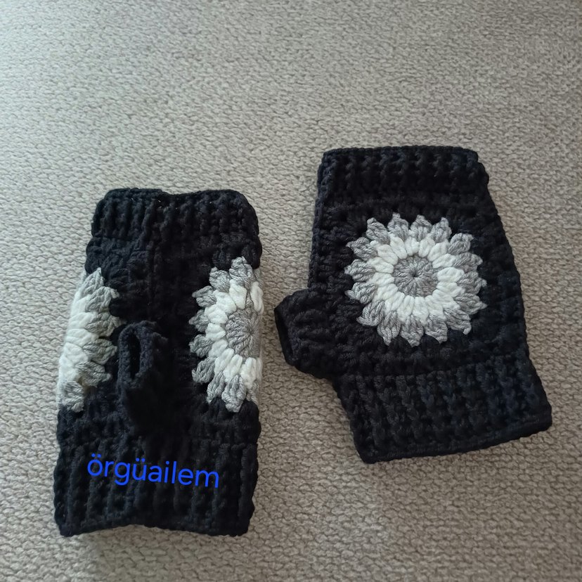 parmaksız Örgü tığ işi eldiven - Görsel 2