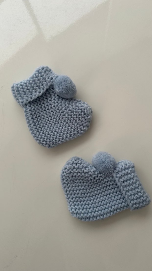 Diger Gri Örgü Erkek Bebek Patik - Görsel 2