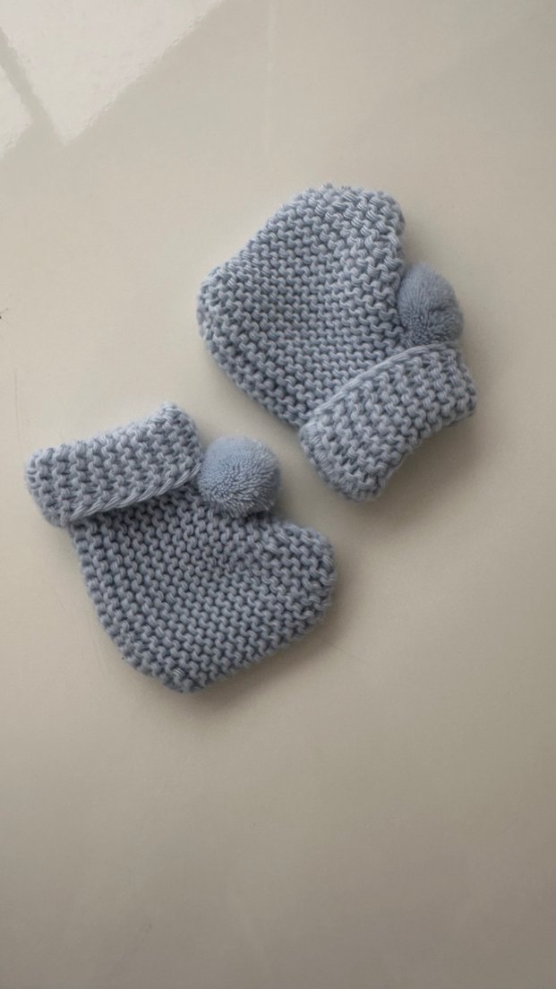 Diger Gri Örgü Erkek Bebek Patik - Görsel 3