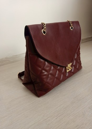 Bordo Deri Kadın Çanta - Modern Klasik - Görsel 2