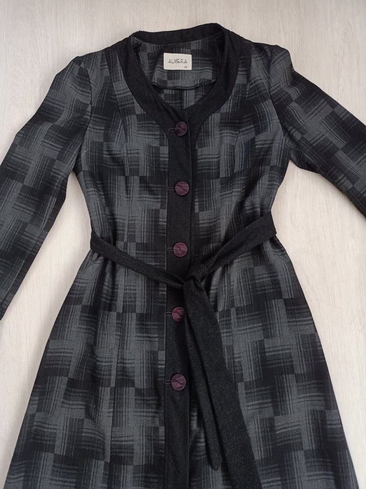 Düğmeli Uzun Gri Kadın trençkot - Görsel 4